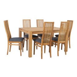 Dining set CHICAGO NEW table 140x90xH76cm, 6 chairs (19923)