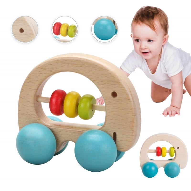 CLASSIC WORLD Wooden Rattle Pusher Pusher On Wheels