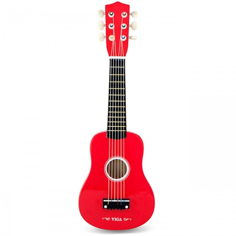 Деревянная гитара Viga для детей, красная, 21 дюйм, 6 струн