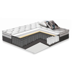 Bed SUGI with mattress HARMONY TOP 160x200cm, grey