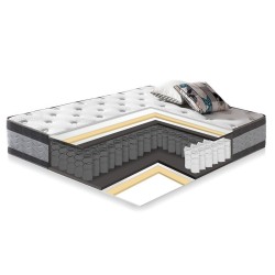 Bed VOKSI with mattress HARMONY DUO 160x200cm, grey
