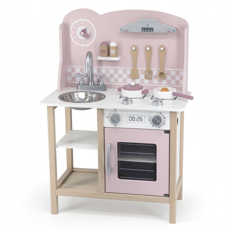 VIGA PolarB Деревянная кухня с серебристо-розовыми аксессуарами