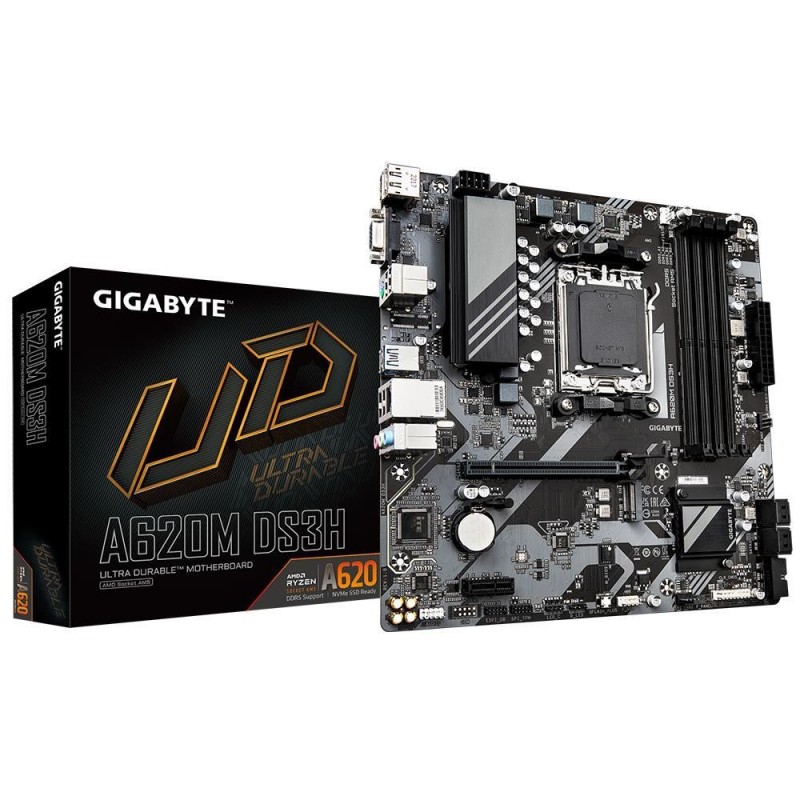 Mainboard GIGABYTE AMD A620 SAM5 Micro-ATX Memory DDR5 Memory slots 4 1xPCI-Express 4x 1xPCI-Express 3.0