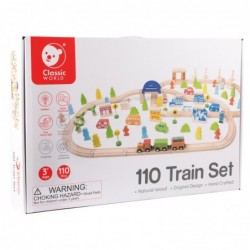 CLASSIC WORLD Set Railway Track Wooden Train + Figures 110 pcs.