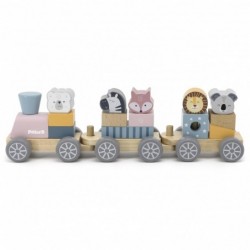 Viga Wooden Train with PolarB cars and animals to pull