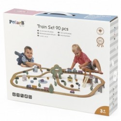 VIGA PolarB Wooden coaster for children. Train Track 90 elements