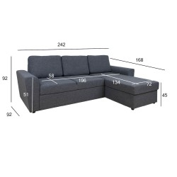 Corner sofa bed INGMAR dark grey