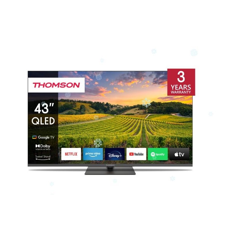 TV Set THOMSON 43" 4K/Smart QLED 3840x2160 Bluetooth Google TV 43QG5C14