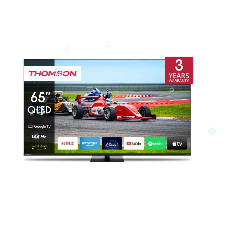 TV Set THOMSON 65" 4K/Smart QLED 3840x2160 Wireless LAN Bluetooth Google TV Black 65QG7C14