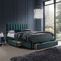 Кровать GRACE 160x200см, с ящиками и матрасом HARMONY TOP, зеленая