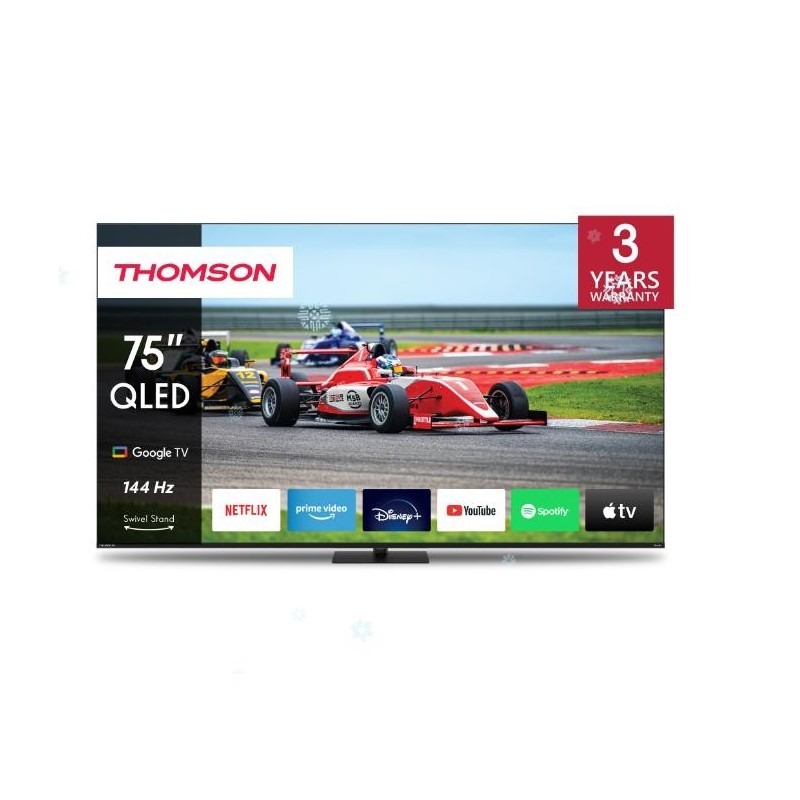 TV Set THOMSON 75" 4K/Smart QLED 3840x2160 Wireless LAN Bluetooth Google TV Black 75QG7C14