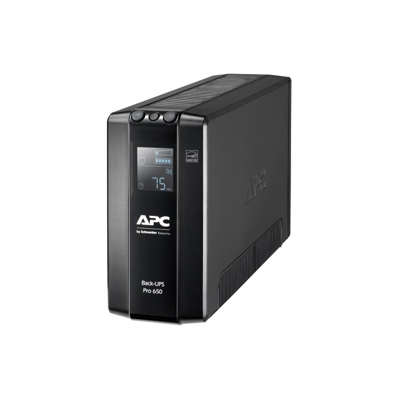 APC Back-UPS Pro, 650VA/390W, Tower, 230V, 6x IEC C13 outlets, AVR, LCD, User Replaceable Battery, Black