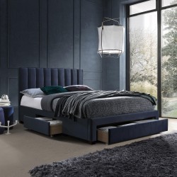 Кровать GRACE 160x200cм, с ящиками и матрасом HARMONY TOP, синяя