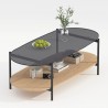 Coffee table CINDY 120x55xH40cm, grey glass melamine oak