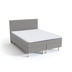 Continental bed HARMONY 160x200xH54cm, with headboard and topper, light grey