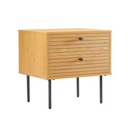 Night stand LINE with 2-drawers 50x40xH50cm, melamine with oak bark