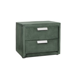 Прикроватная тумба GRACE 2-ящиками, 50,5x41xH40см, обивка из мебельного текстиля, цвет  зелёный