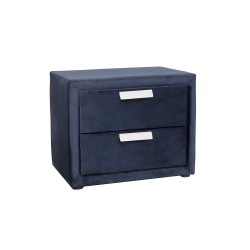 Прикроватная тумба GRACE 2-ящиками, 50,5x41xH40см, обивка из мебельного текстиля, цвет  синий