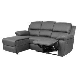 Corner sofa BERIT LC, manual recliner, dark grey