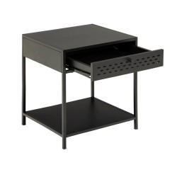 Прикроватный столик NEWCASTLE, H51см, 1 ящик, черная сталь