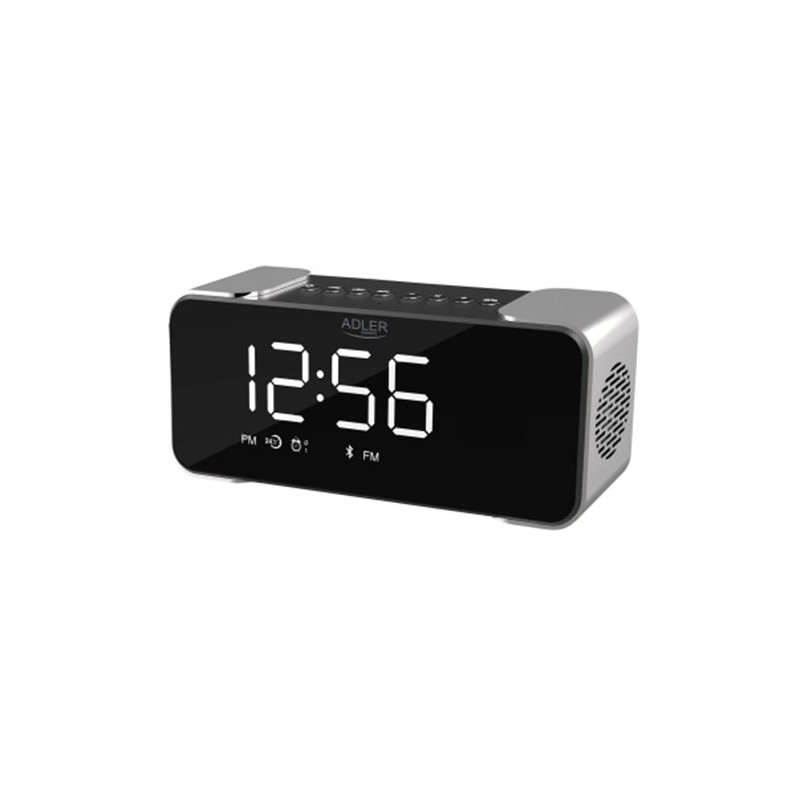 Adler Wireless alarm clock with radio AD 1190 AUX in Silver/Black Alarm function