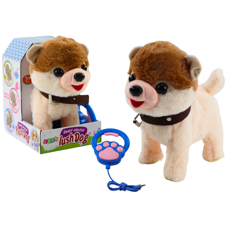 Interactive Dog on a Leash Walks Dances Sings White and Beige