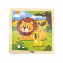 VIGA Handy Wooden Puzzle Lions 9 элементов