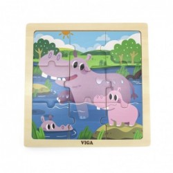 VIGA Handy Wooden Puzzle Бегемоты 9 элементов