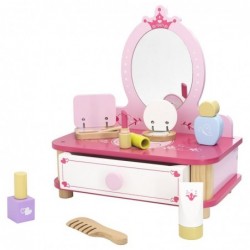 Viga Pink Wooden Dressing Table for Makeup with a Mirror + Accessories