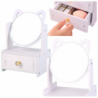 Mini Dressing Table Makeup Mirror Drawer Ears Wooden White