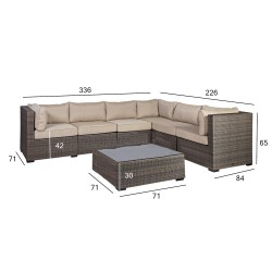 Garden furniture set SEVILLA NEW modular sofa, table, dark brown