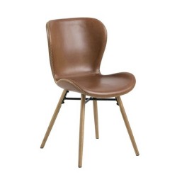 Tool BATILDA 47x56xH82,5cm, iste seljatugi  kunstnahk, värvus  brändi, jalad  tamm, must metall