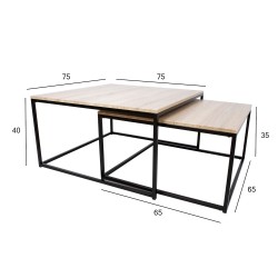 Diivanilaud ELT 75x75xH40cm, 65x65xH35cm, helepruun, laminaatplaat, terasjalad