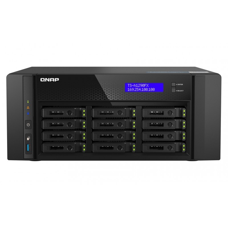 QNAP TS-h1290FX NAS Tower EPYC 7302P 128 GB DDR4 0 TB QuTS hero Black