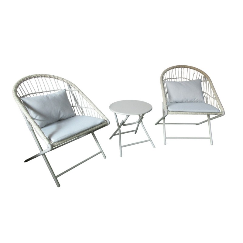 Balcony set YOLANDA 2 chairs and table, light gray
