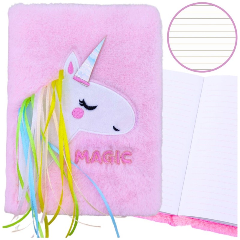 Plush Fur Notebook Notebook Lined With Unicorn Mane Colorful A5