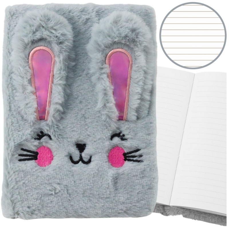 Plush Fur Notebook Lined Notebook With Rabbit Colored A5