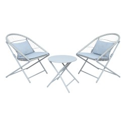 Balcony set YOLANDA 2 chairs and table, light gray