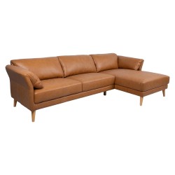 Corner sofa COLLINS RC, cognac brown leather