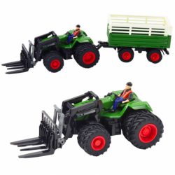 RC Remote Controlled Agricultural Tractor With Trailer And Forks Double Wheels