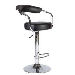 Барный стул LEON 51x47xH90-108см, сиденье  кожзаменитель, цвет  чёрный, ножка  хромированная