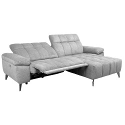 Corner sofa LUZERN RC, electric recliner, light grey