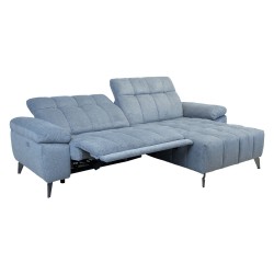 Corner sofa LUZERN RC, electric recliner, bluish grey