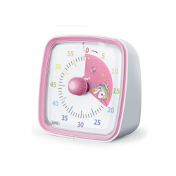 Timer with Alarm and Light White and Pink Knob with Unicorn