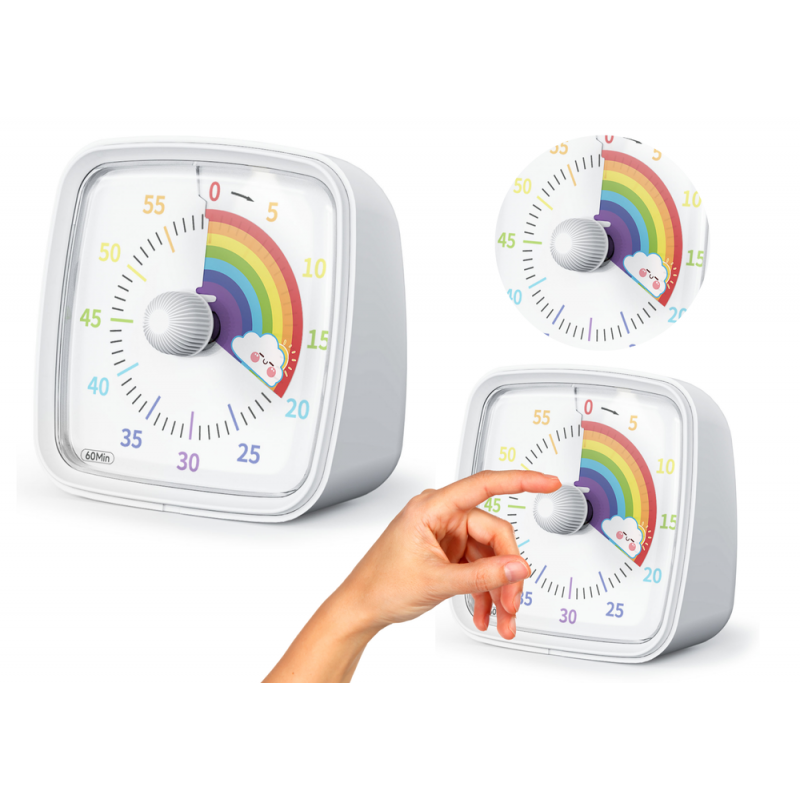 Timer With Alarm And Light White Rainbow Knob