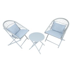 Balcony set YOLANDA 2 chairs and table, light gray