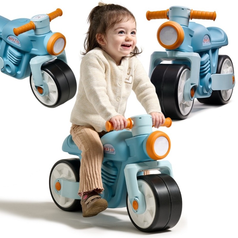 Falk Jeździk Biegowy Ciche Koła Motor Retro Niebieski 1+