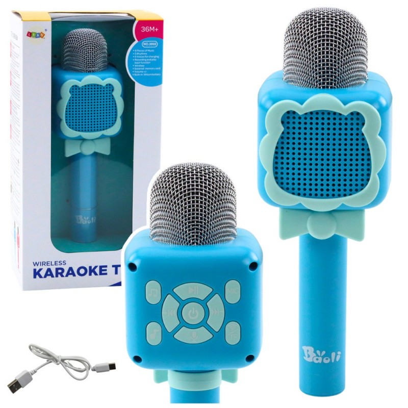 Wireless Bluetooth Microphone Karaoke Recording Voice Changer Blue