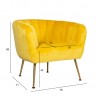Кресло TUCKER 78x71xH69см, материал покрытия  бархат, цвет  жёлтый, ножки  нержавеющая сталь золотого цвета