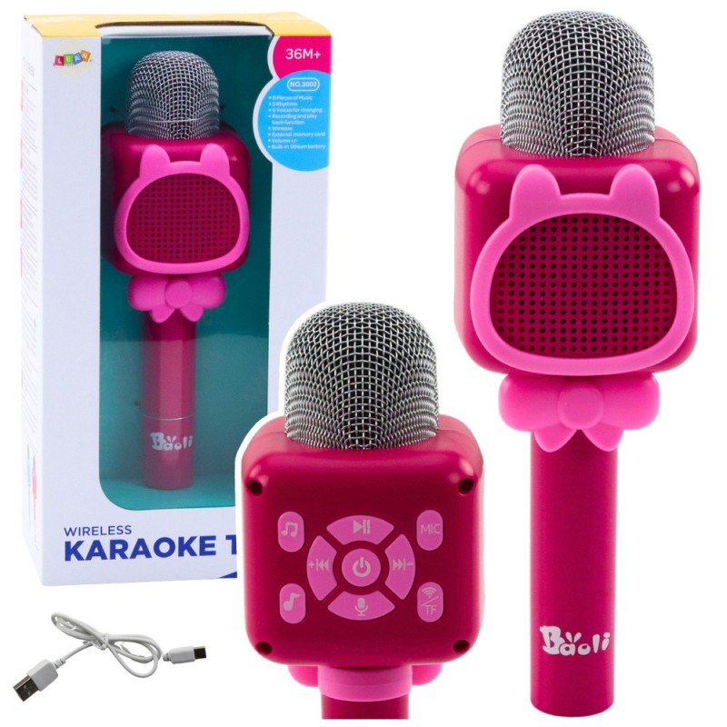 Wireless Bluetooth Microphone For Karaoke Recording Voice Changer Pink
